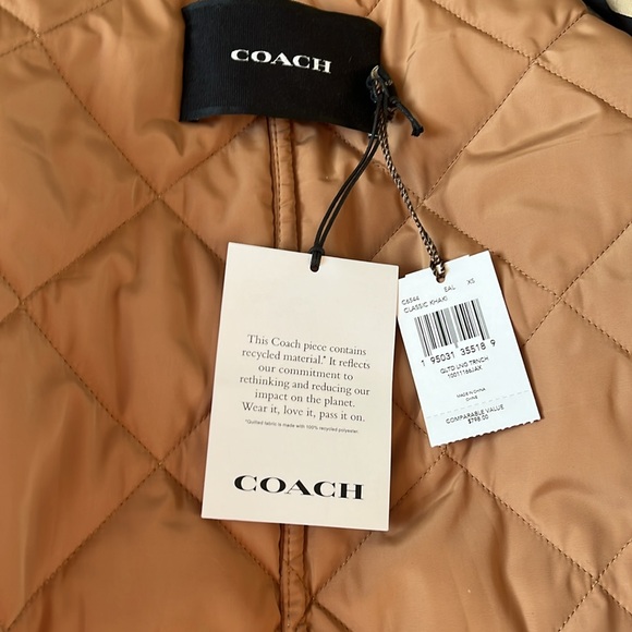 COACH NWT Classic Khaki Quilted Trench Coat size XS - Picture 9 of 16